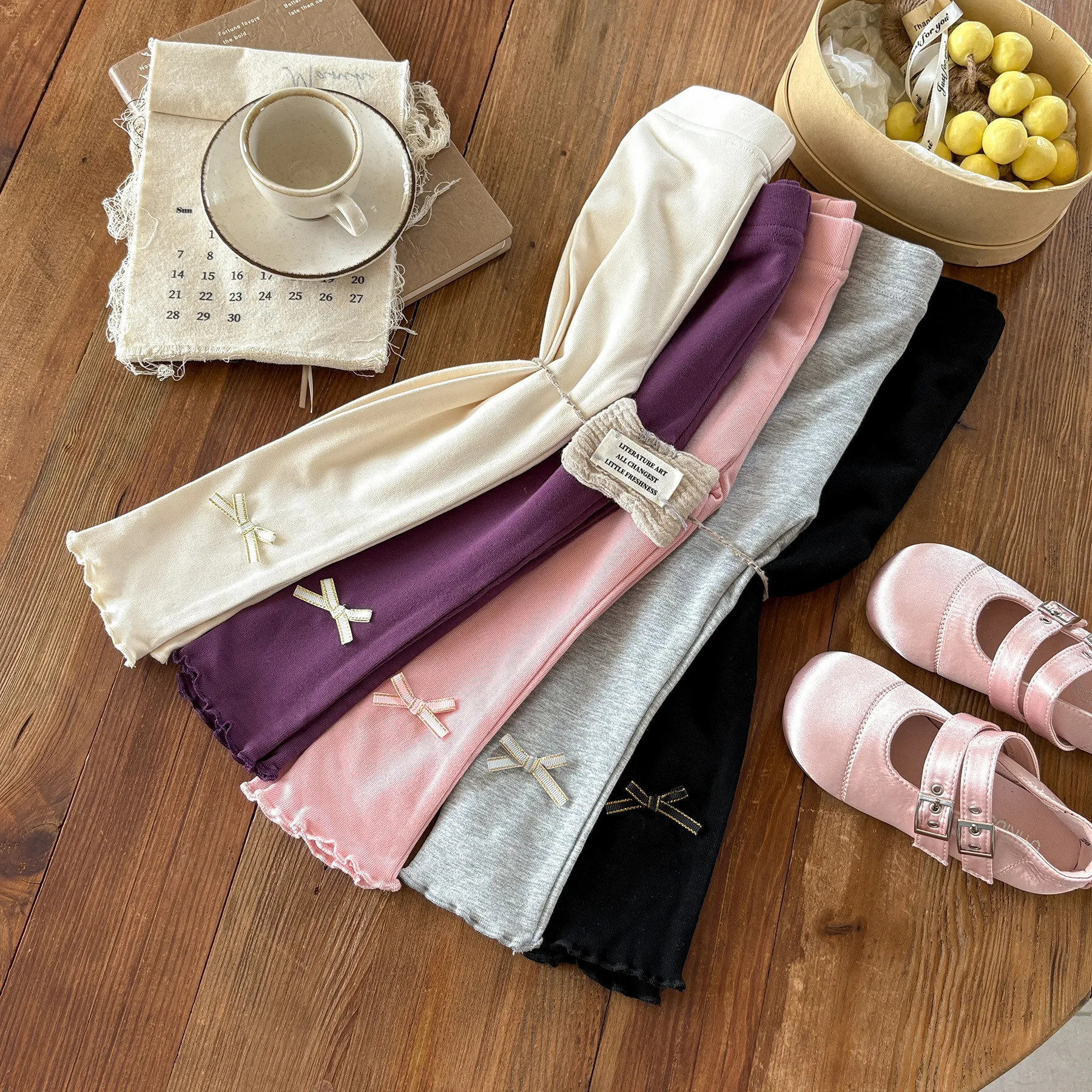 

2025 Autumn New Girls Bow Leggings Children Cotton Trousers Winter Kids Girls Fleece Warm Leggings Toddler Pants Infant Clothes