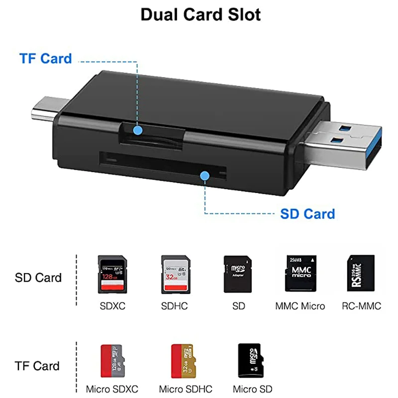 Flash Drive Type C To Usb OTG Adapter SD Memory Card Reader 6 In 1 Multifunction Card Reader Converters Mobile Phone Accessories