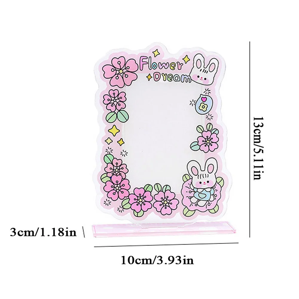 Photocard Frame Acrylic Card Display Stand Sweet Photo Holder Cartoon Card Sleeve Cute Photo Protection Desktop Decor 3inch