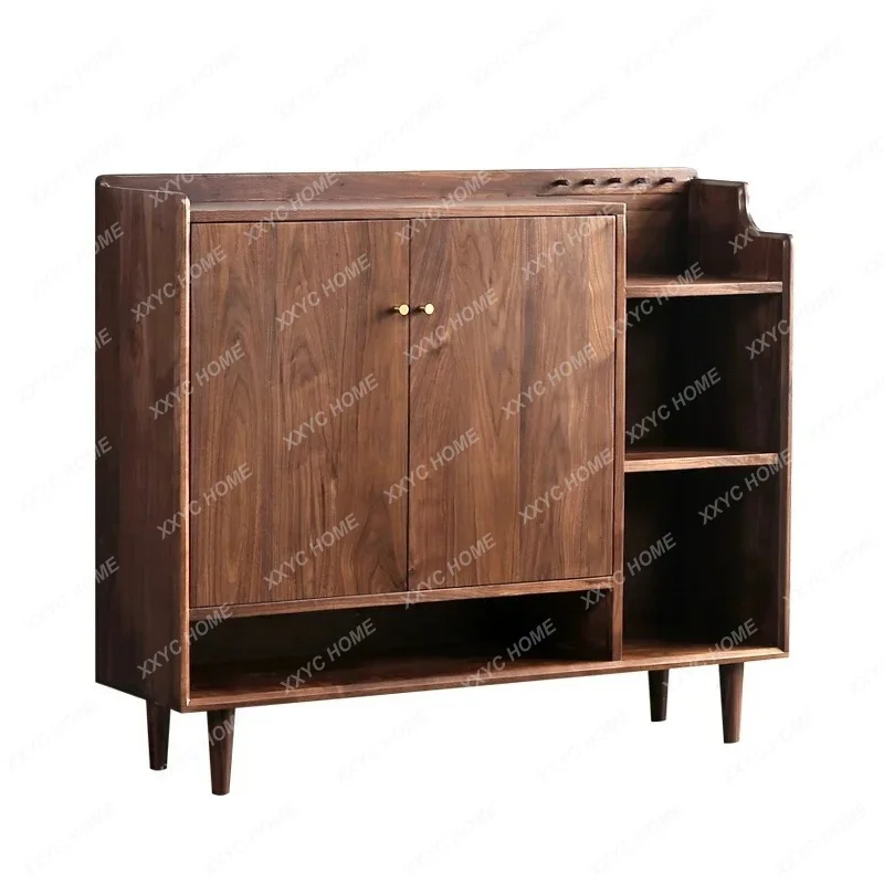 L simple black walnut shoe cabinet solid wood light luxury storage large capacity partition entrance cabinet