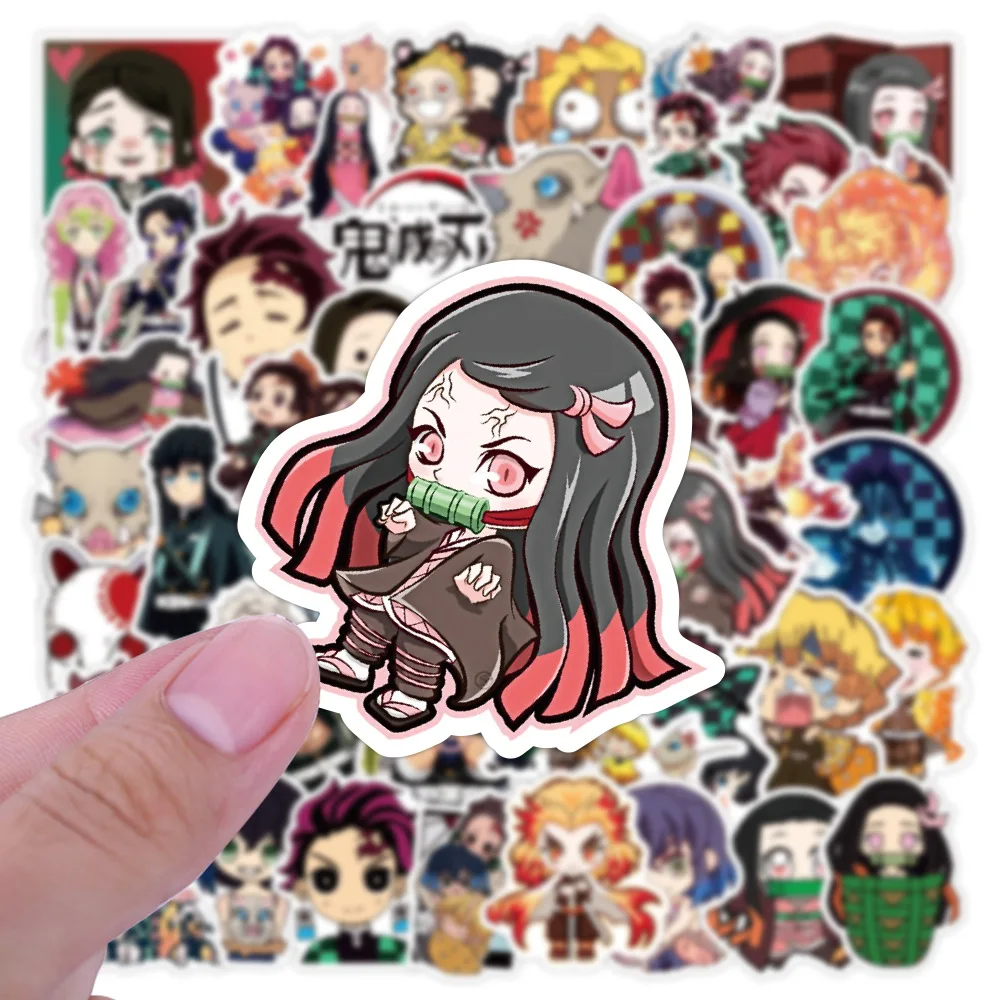 50 adesivi Cartoon Anime Demon Slayer: Kimetsu no Yaiba, adesivi decorativi impermeabili di alto valore per notebook e bagagli