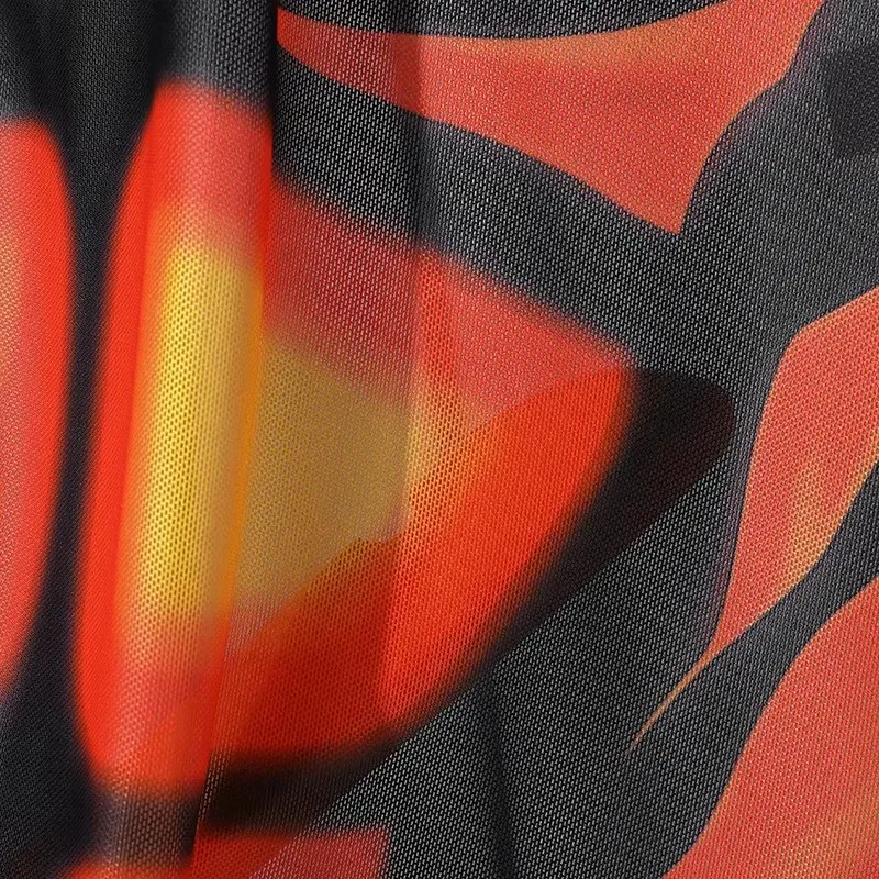 Herren-T-Shirt mit Stehkragen, Netzstoff, transparenten langen Ärmeln, Muskel-Print, durchsichtiges sexy Oberteil, Club-Party-Performance-Kostüm, schicke Kleidung – Detail 10