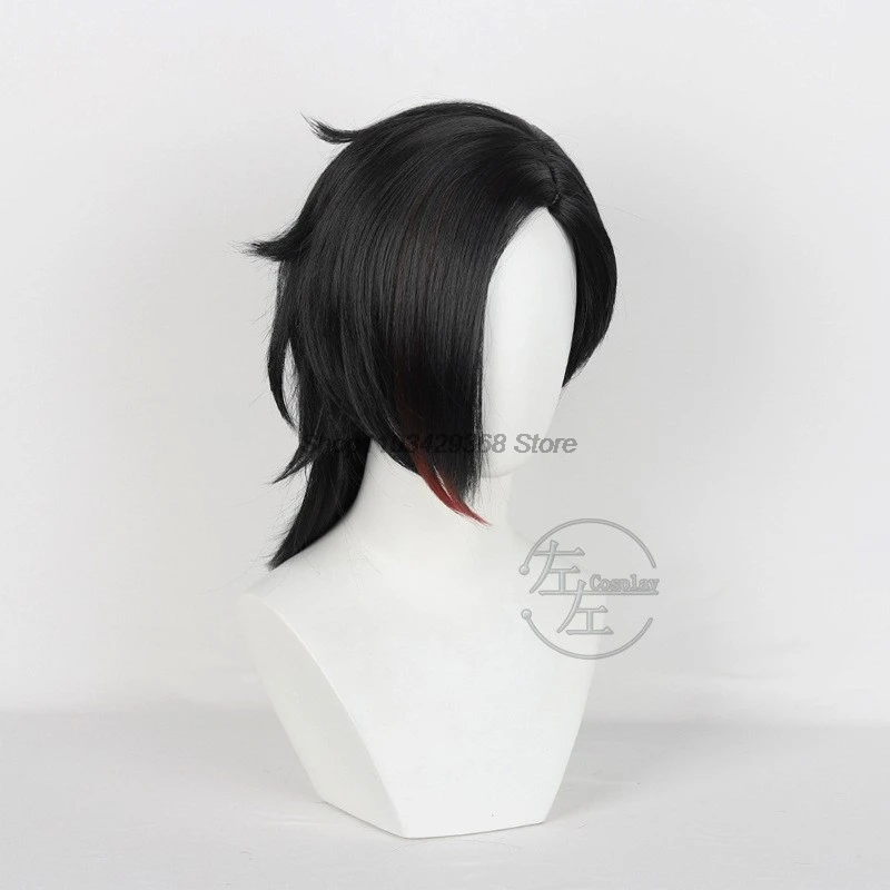 Game Arcane Season 2 Vi Jinx Cosplay Wig Vi 30cm Black and Red Hair For Women Men Halloween Carnival Party LOL Role Play Wig