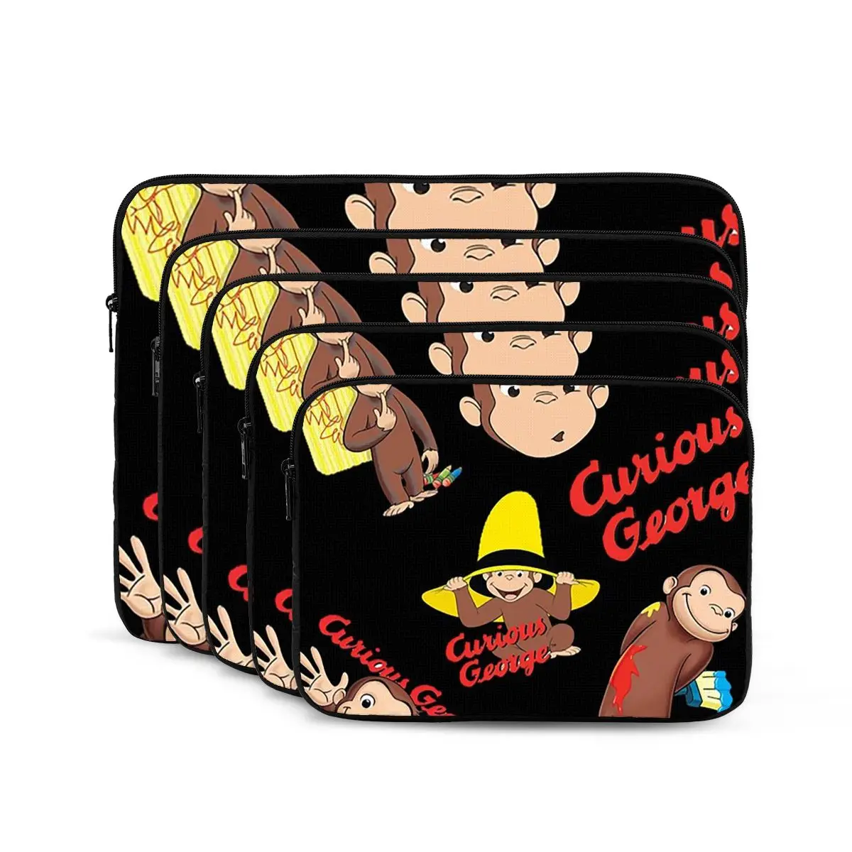 Cartoon Curious George Monkey Anime Notebook Laptop Bag Case Pouch For Macbook Air Pro Tablet Shockproof Case Bag