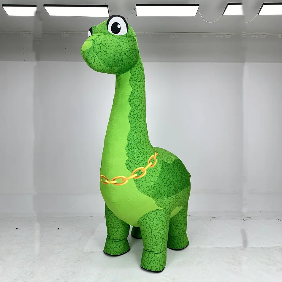 

New 3.5m Height Inflatable Long Necked Dinosaur Mascot Adults Walking Doll Role Play Dress Halloween Carnival Party No Battery