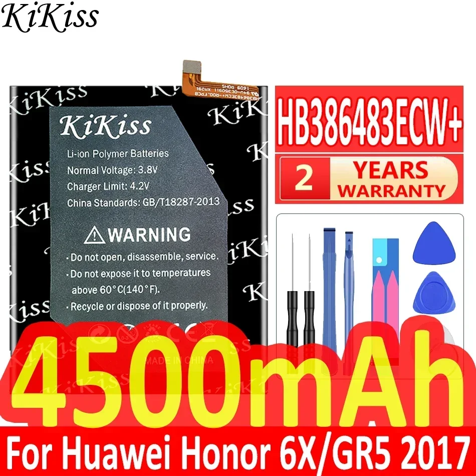 KiKiss Phone Battery HB386483ECW+ For Huawei Honor 6X/GR5 2017 BLL-L23 L21 L22/Mate 9 Lite 9lite BLN-L24 4500mAh Batteries