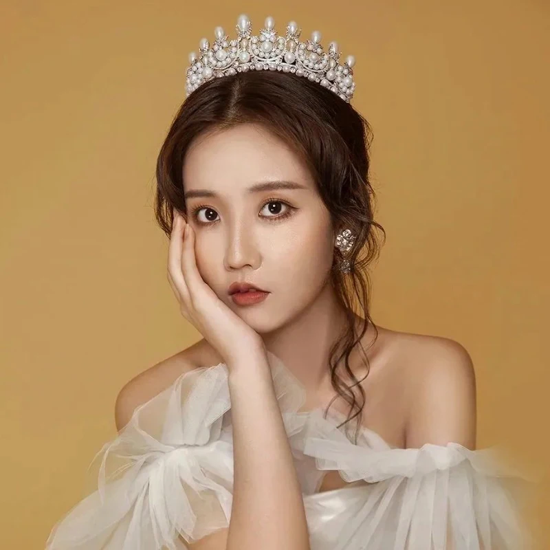 

Европейско-американская королевская ретро-корона в стиле французской императрицы Евгении с жемчугом и цирконами, элегантный винтажный свадебный головной убор для невесты