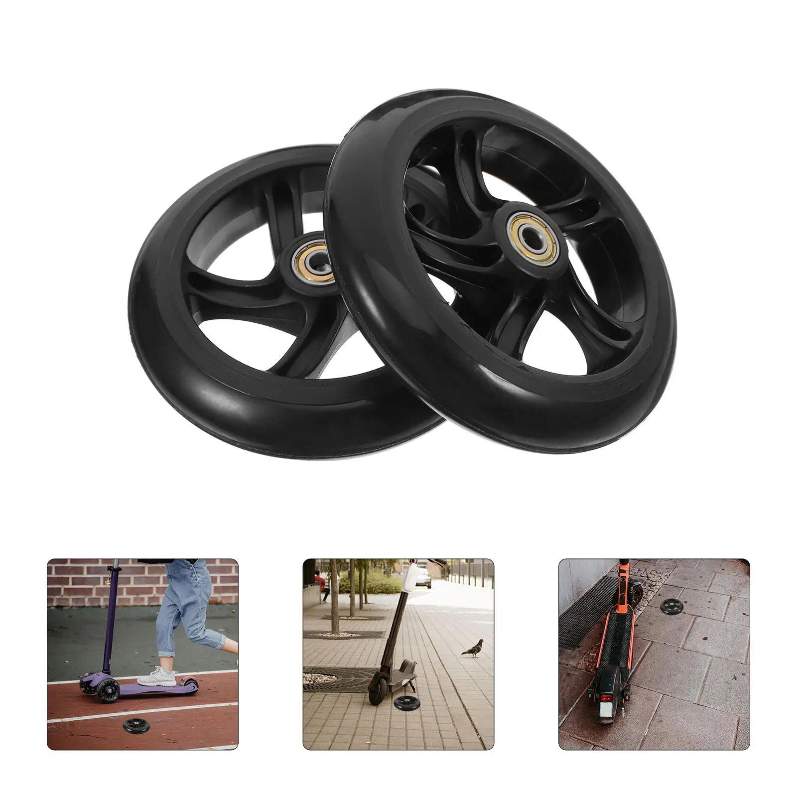 

2Pcs Scooter Wheel Set Ultra-Quiet Polyurethane Smooth Grip Wheels for Stunt Scooters Skateboards Easy Install Replacement