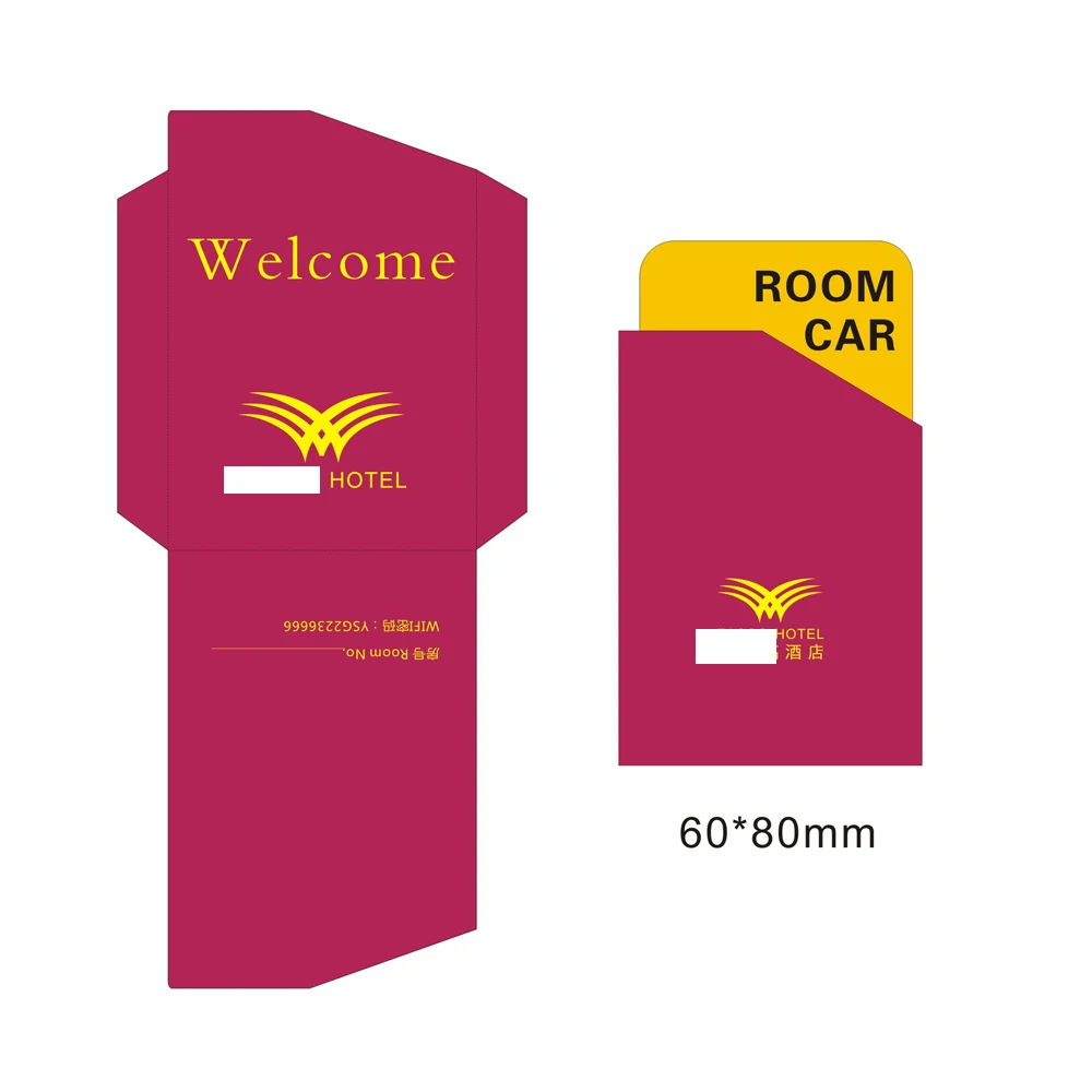 Custom color printing and color printing of hotel room card sets, VIP card sets and small envelopes