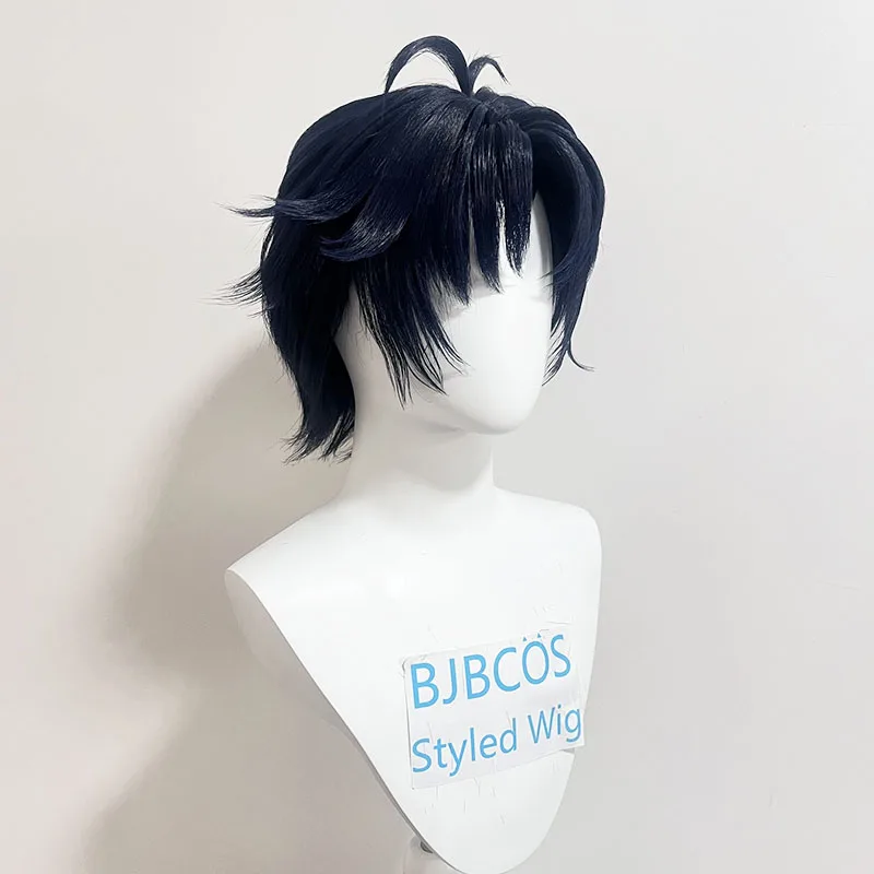 [Styled Wig]Asaba Harumasa Cosplay Wig ZZZ 30cm Short Black Blue Wig Heat Resistant Synthetic Hair Unisex Costumes Anime view 2