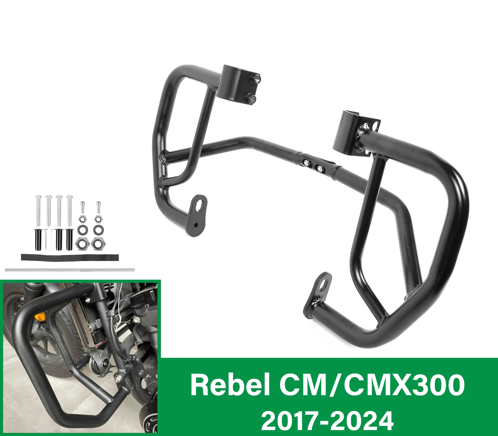 

For Engine GuardCrash Bar for Honda Rebel CMX300/CM300 2017-2024 Motorcycle CrashBar Motorcycle Body Frame Protector Accessories