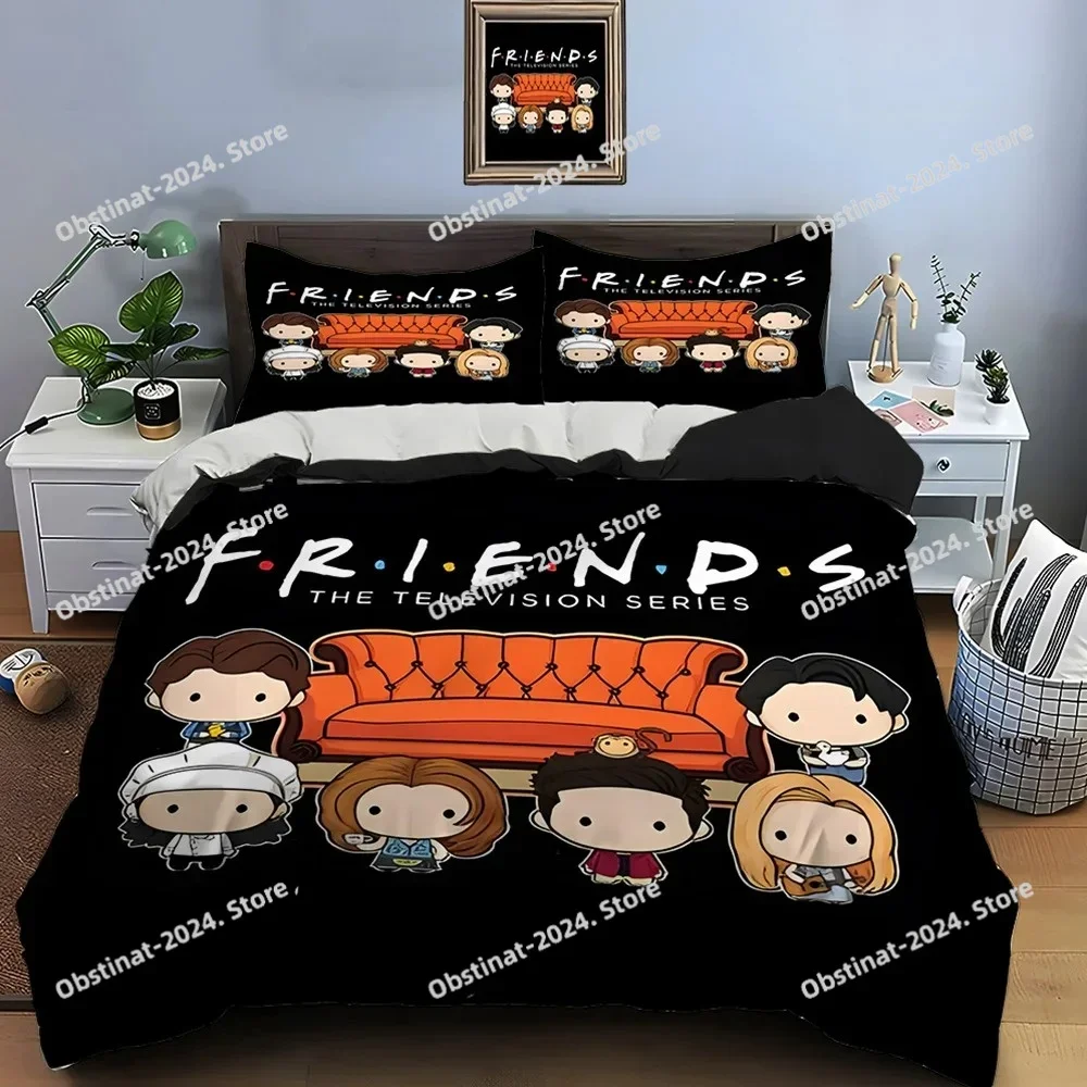 

Funny Friends Print Bedding Set Duvet Cover 1 Duvet Cover 2 Pillowcases Adult and Children Bedding Set Luxury TV Show Pattern