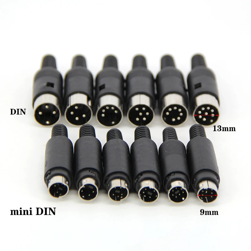 Soldering Cables Mini or DIN 3/4/5/6/7/8 Pin Male Connector S-Video Terminal Circular Plug Plastic Handle Adapter M20