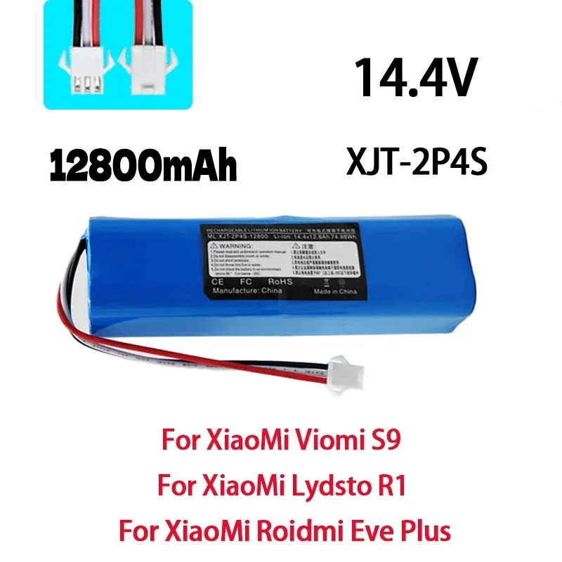 Rechargeable lithium-ion battery for millet robot vacuum cleaner, Lydsto R1 Viomi S9 Roidmi Eve Plus, R1 battery pack, 12800mAh