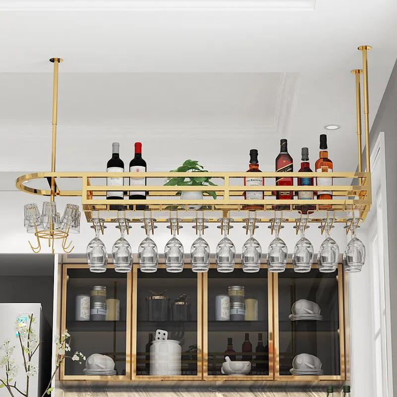 Stainless steel household wine glass rack upside down creative light luxury bar hanger wine glass rack hanging red wine rack