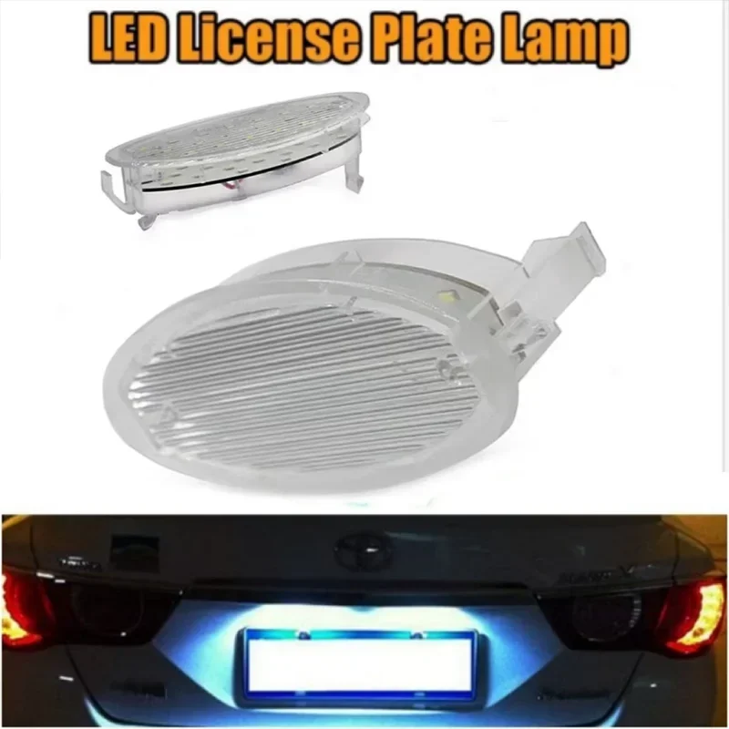 2PCS For Opel Astra F Corsa B Vectra Omega Zafira Agila Tigra Car Rear White Logo LED License Plate Light Number Plate Lamps