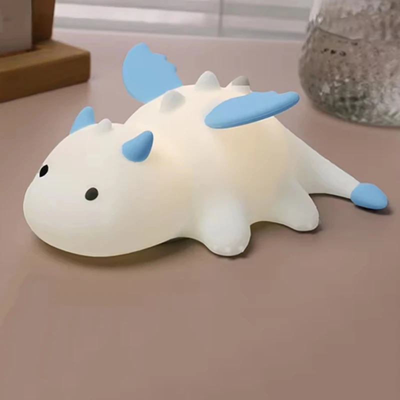 Cute Baby Dragon Night Light for Kids Room Silicone Color Changing 3 Level Dimmable Sleeping Light Bedside Lamp Pink Retail