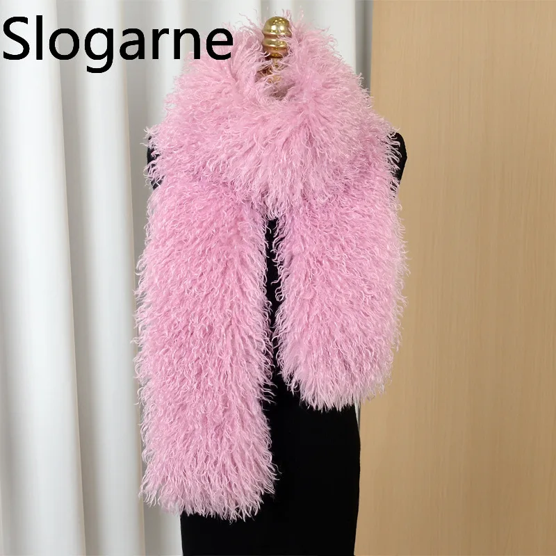 New Faux Mongolian Wool Fur Scarf Women Winter 180CM Long Shawl Wraps Windproof Fluffy Neck Cover Soft Fur Scarves Neck Warmer