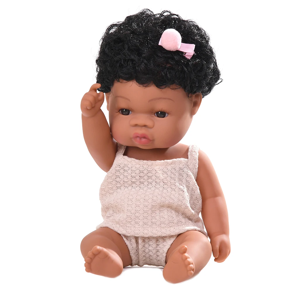 

35cm Reborn Baby Doll Lifelike African Black Silicone Reborn Dolls Baby Reborn Toys For Girls Boys Full Body Silicone Child Toys