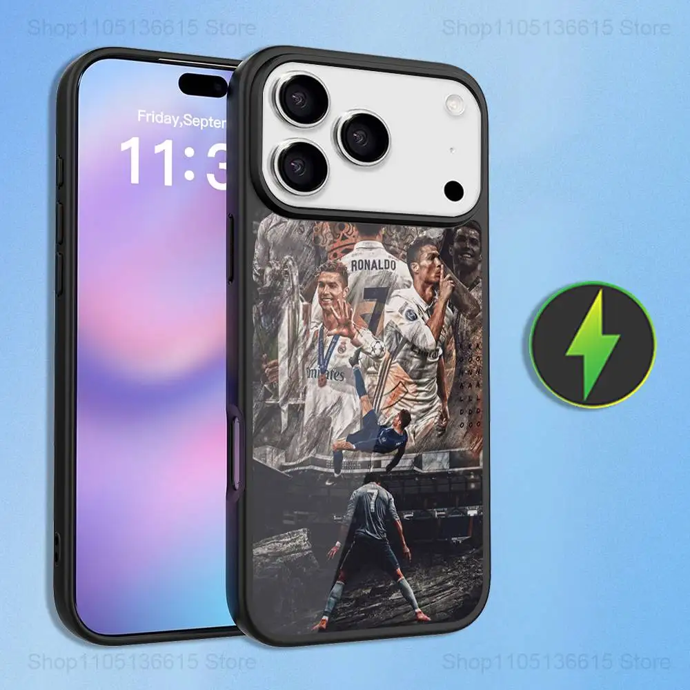 FOOTBALLSPORT Case  For iPhone 16,15,17,14,13,12,11,Pro,Max,Plus, R-ROnAlDo Cr7 Mini,Magsafe,Magnetic Wireless Charging Case