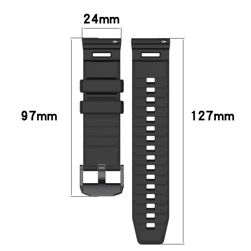 24 مللي متر حزام سيليكون ل Ticwatch أطلس/برو 5/برو 5 إندورو/iTOUCH AIR3 المدرعة استبدال شريط للرسغ ساعة اكسسوارات