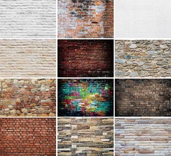 Grunge Brick Wall Backdrop Photo Studio White Grey Brick Photography Background for Baby Children Portrait Video Photozone Photo