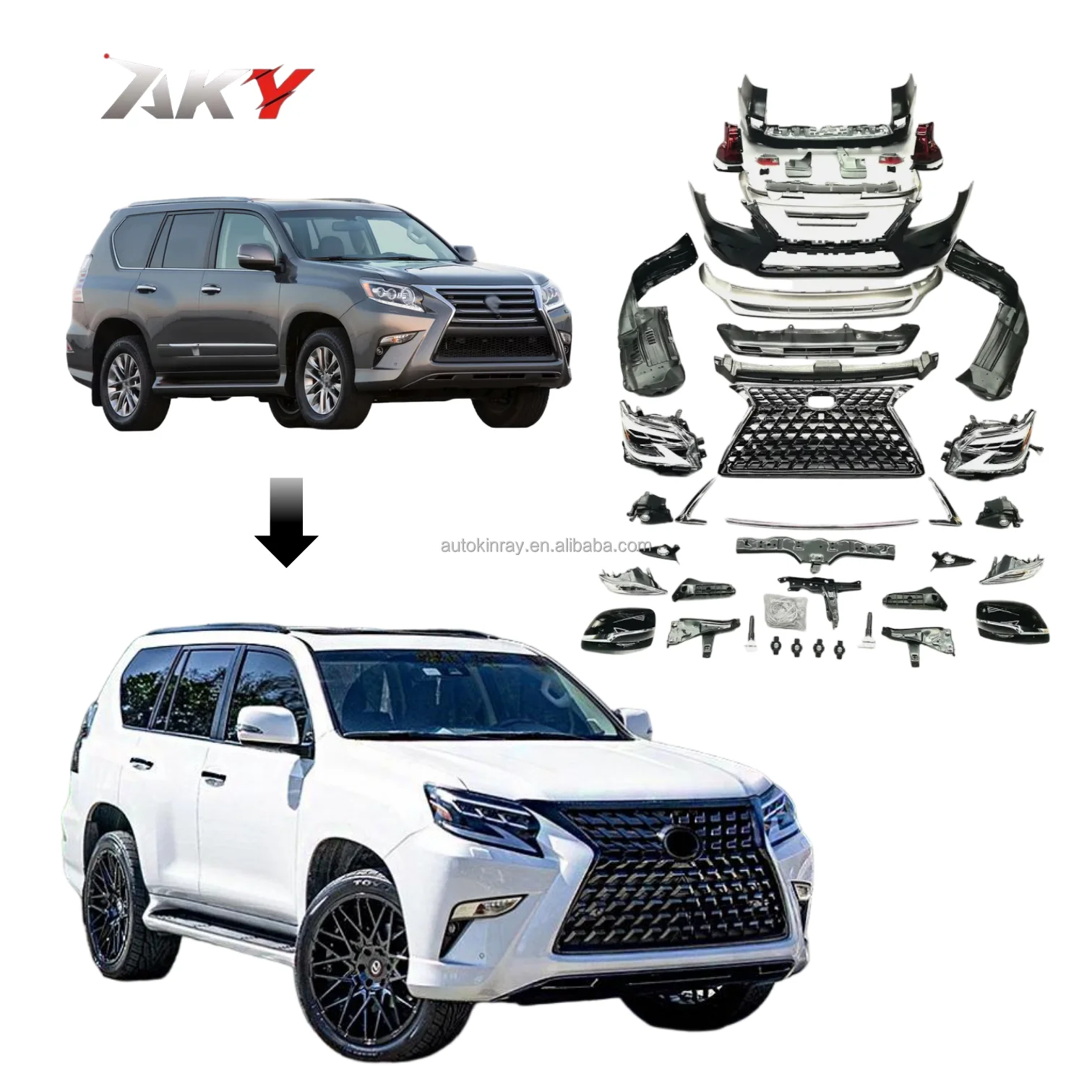 

Modification Bodykit for Lexus GX460 2010-2014 Upgrade to 2022 Car Body Kits Front Bumper LED Headlights Style Grille for GX460