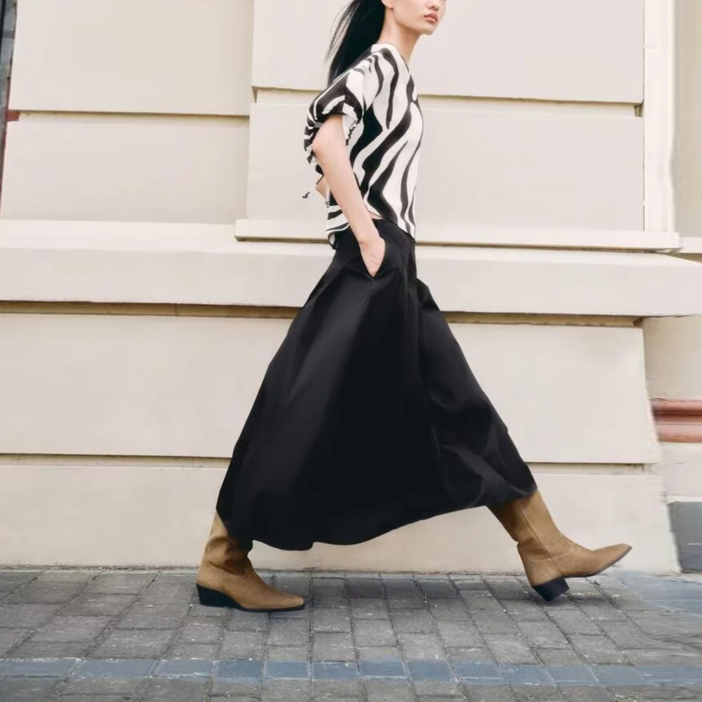 Z Top con estampado animal Faion para mujer, diseño de estampado versátil personal, corte holgado, ort Sve irt, otoño 2025