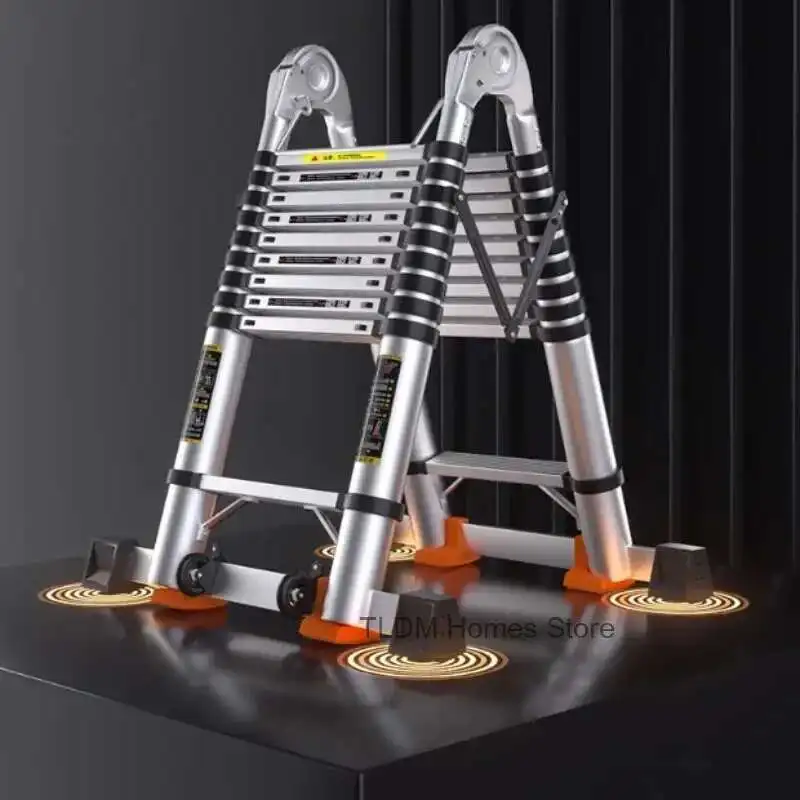 Legering telescopische trapladder Multifunctionele heftechniektrap Verdikte visgraatladders Vouwtrap