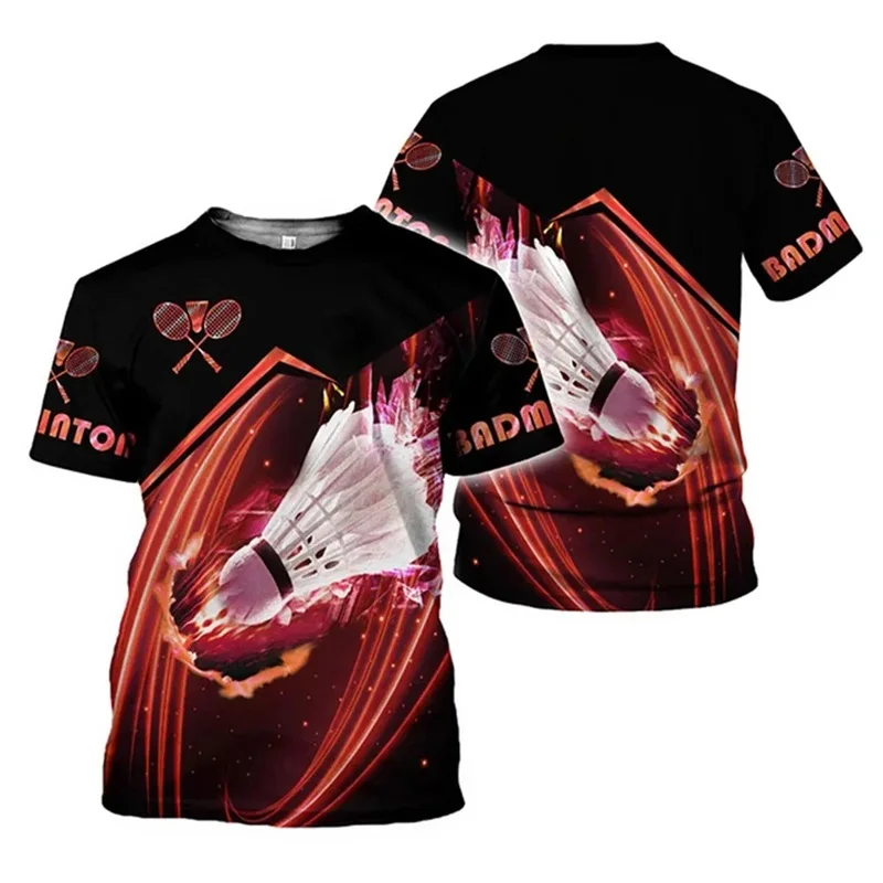 3D Printing Badminton Sports Graphic T Shirt For Men Women Fashion Short Sleeve Plus Size Tee Shirts Streetwear Mens Top