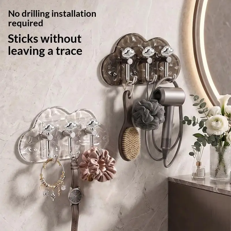 【BA】Luxury Cloud Hook No Drilling Strong Adhesive For Kitchen Bathroom Door Back Keys Towels No Trace Adhesive Hooks Lightweigh