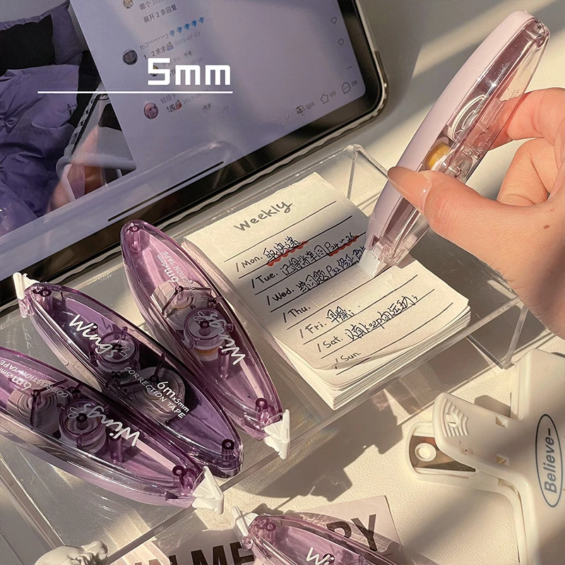 Gradient Flip Cover Correction With Pen Shaped Mute Mini Correction With Ins Set, Large Capacity, Smooth Word Changing