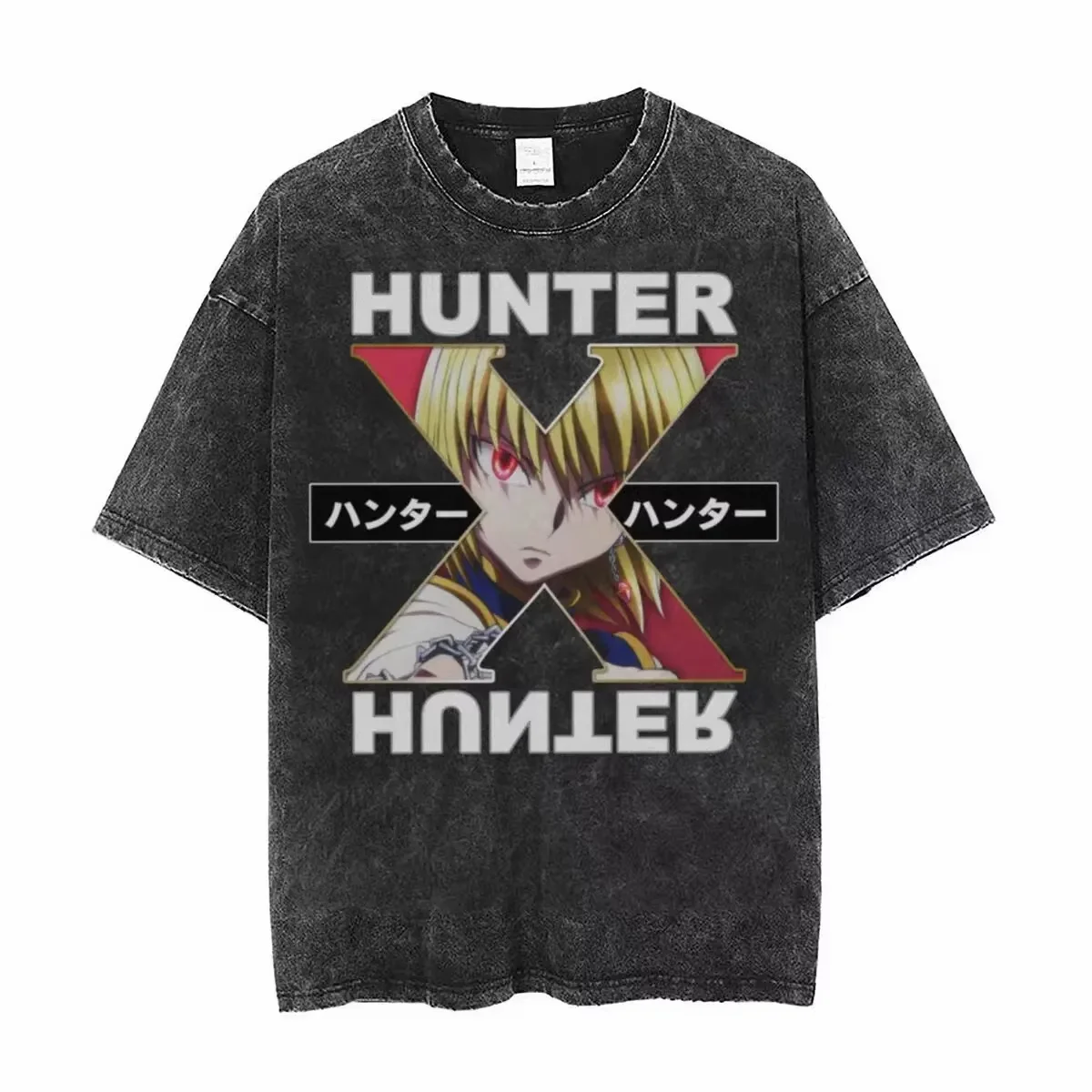 

2025 Hot Y2K Summer New Anime Full-time Hunter X Hunter Retro Do Old Summer Cotton Wash Short Sleeve T-shirt Men and Women