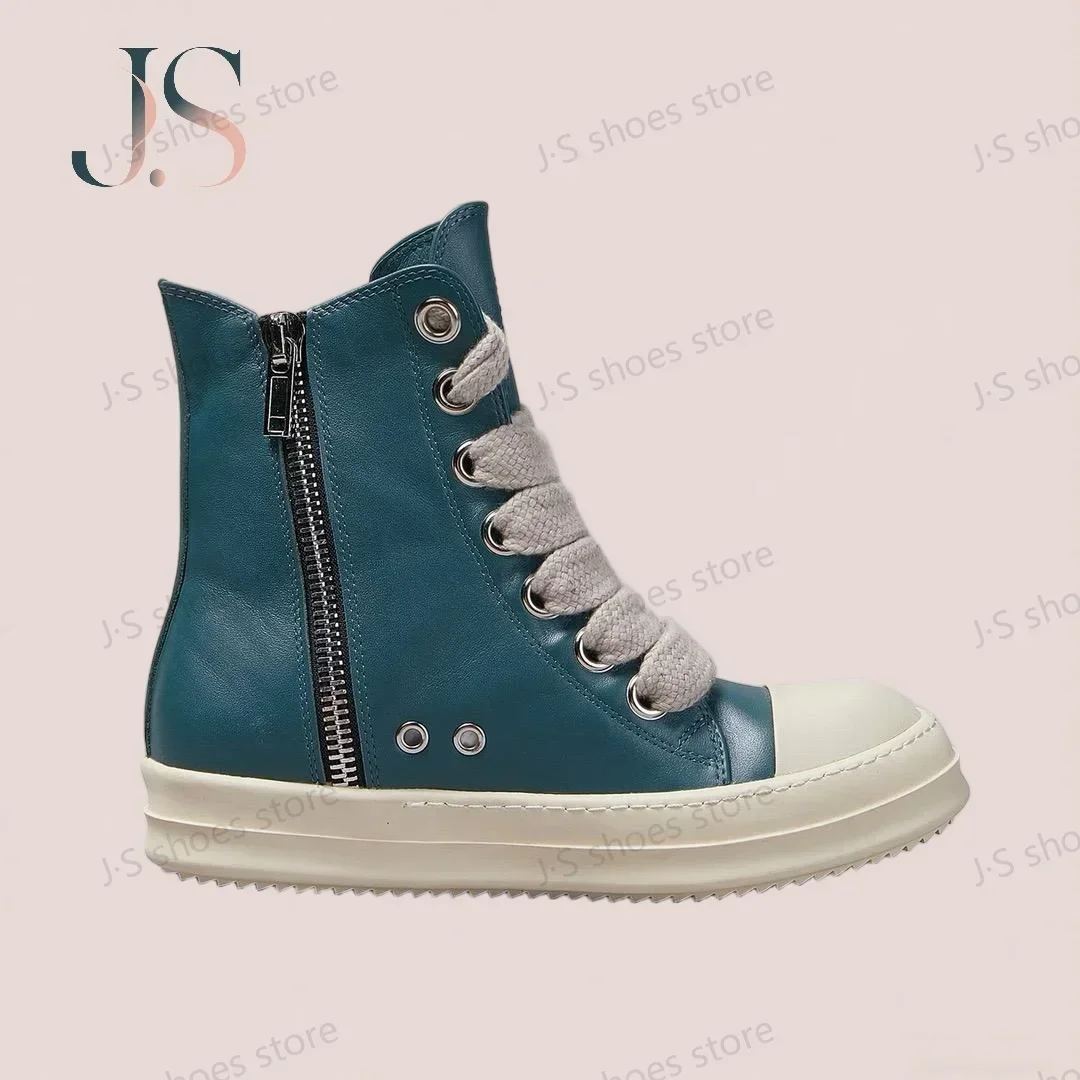 R-o الفاخرة الرجال حذاء رياضة سماوي جلد عالية أعلى حذاء النساء الأحذية جامبو الأربطة حذاء كاجوال جلد البقر أحذية رياضية حذاء بوت بطول الكاحل