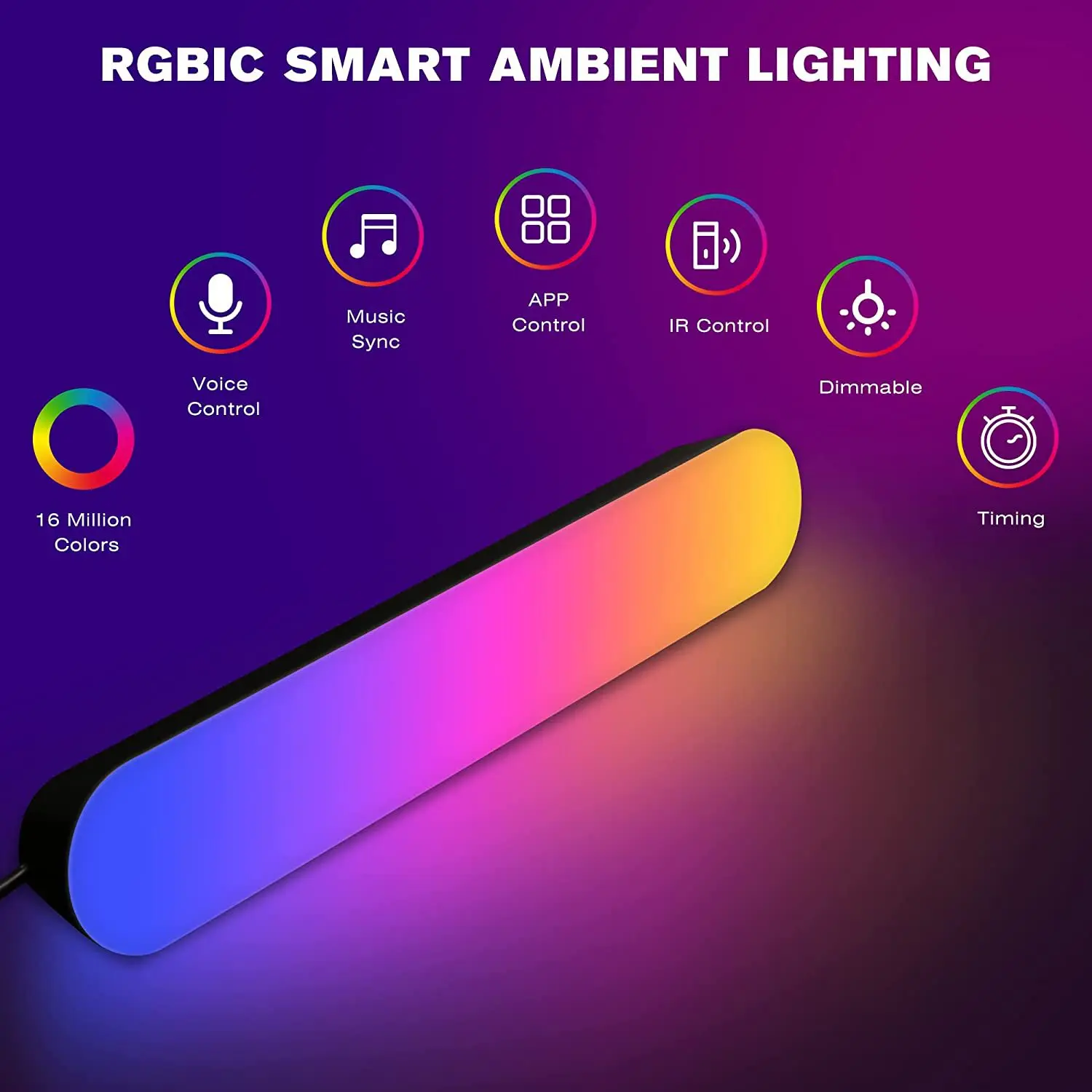 Listwa świetlna LED synchronizacji muzyki RGB z wbudowany mikrofon rytmem odbioru dźwięku oświetlenie otoczenia drążka do ładowania na imprezę