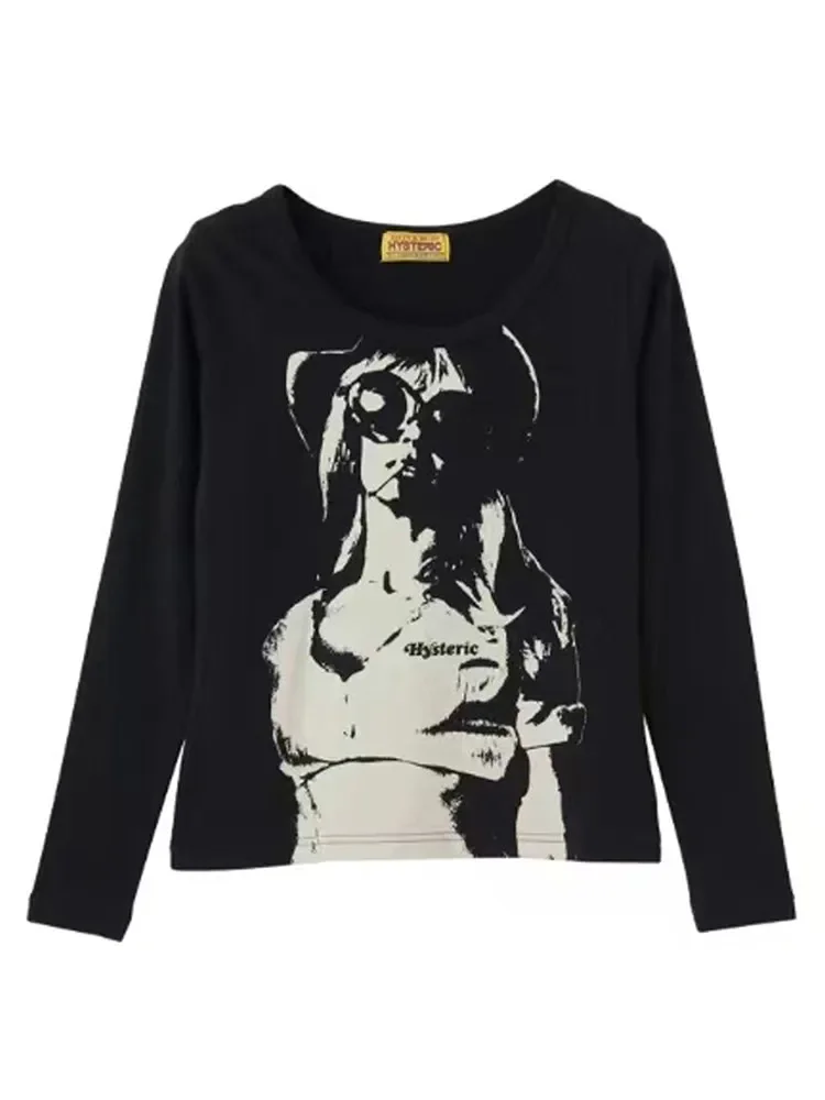 

Hysteric Glamour 2025AW Smoking Hipster Print, Long Sleeve T-Shirt