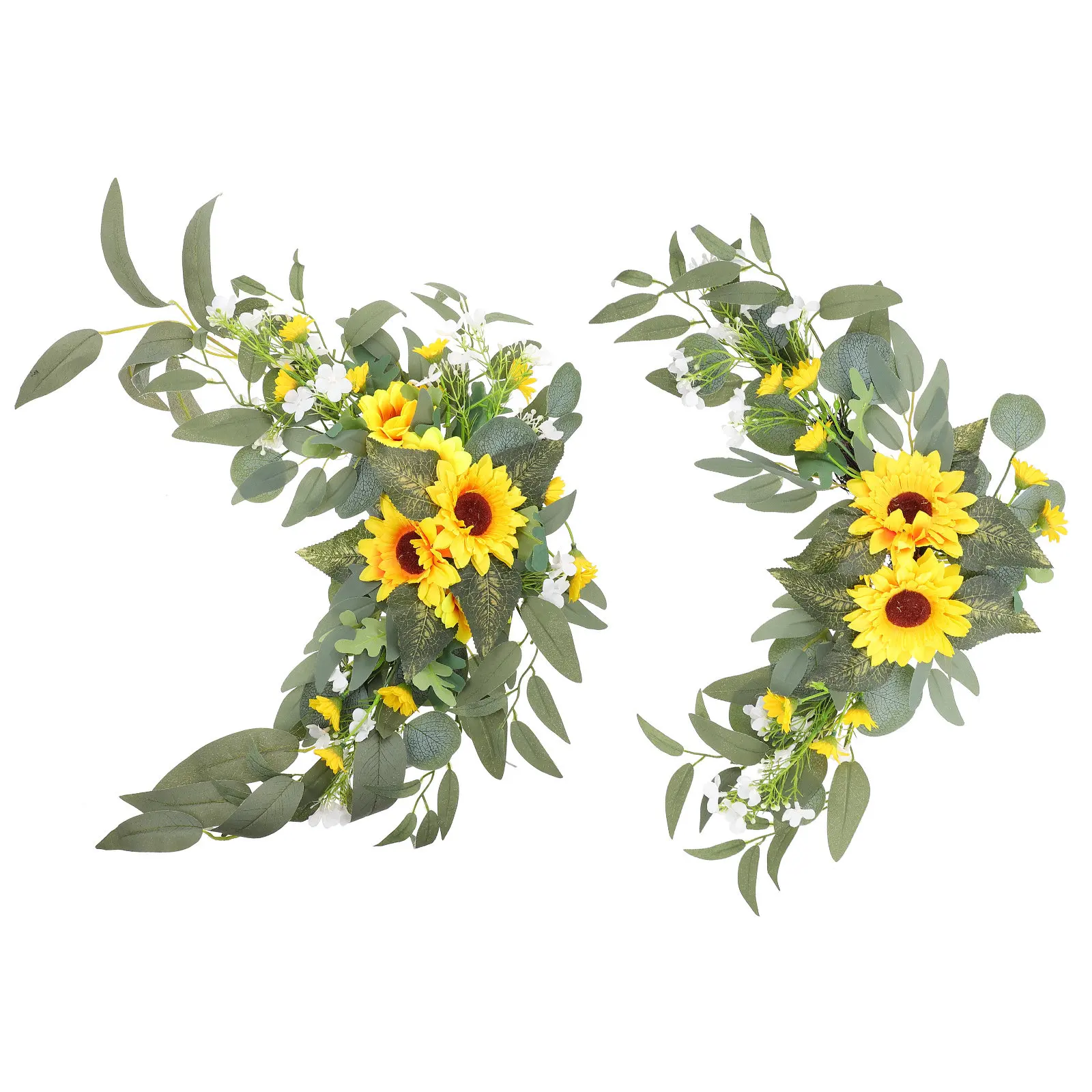 

2 шт. Изысканные искусственные декорации из подсолнухов для стула невесты, свадебного автомобиля, зеркала, окна, сада, деревенский цветочный гирляндный декор, приветственная табличка