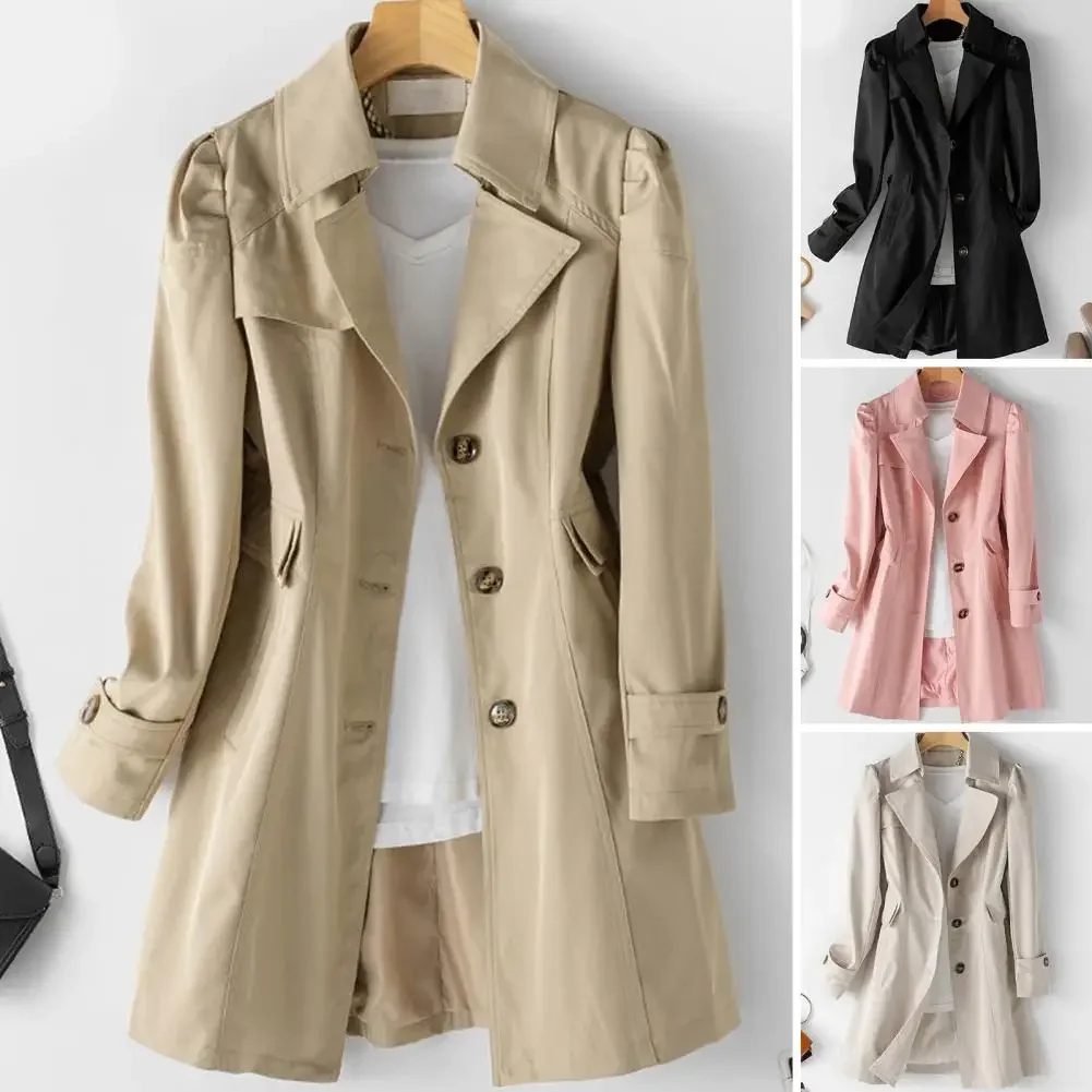 

Spring Autumn Trench Coat Woman 2023 New Korean Single-breasted Mid-Long Women Trench Coat Overcoat 4XL Khaki Windbreaker Female