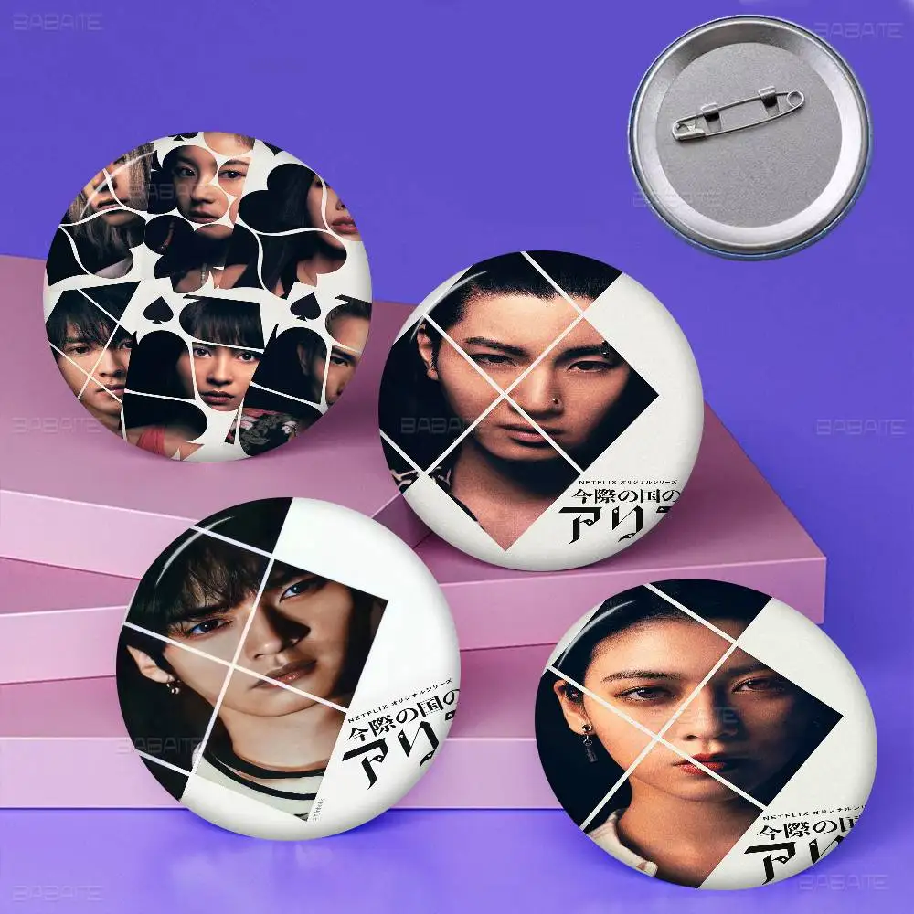 

Hot TV Alice In Borderland Badges Creative Tinplate Soft Button Pins Animal Icon Brooch Lapel Backpack Badge Accessories Pin