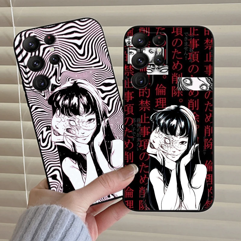 Anime Junji Ito Girl Tomie For Samsung Galaxy S24 S23 S22 S21 S20 FE S10 S10E Plus Ultra Pro Lite 5G Black TPU Phone Case