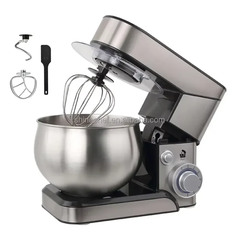 Potente Batidora de 1300W, Electrodoméstico de Cocina, 220V, de Acero Inoxidable, Mezcladora de Alimentos con Soporte para Hornear, 5L, para Mezclar Masa