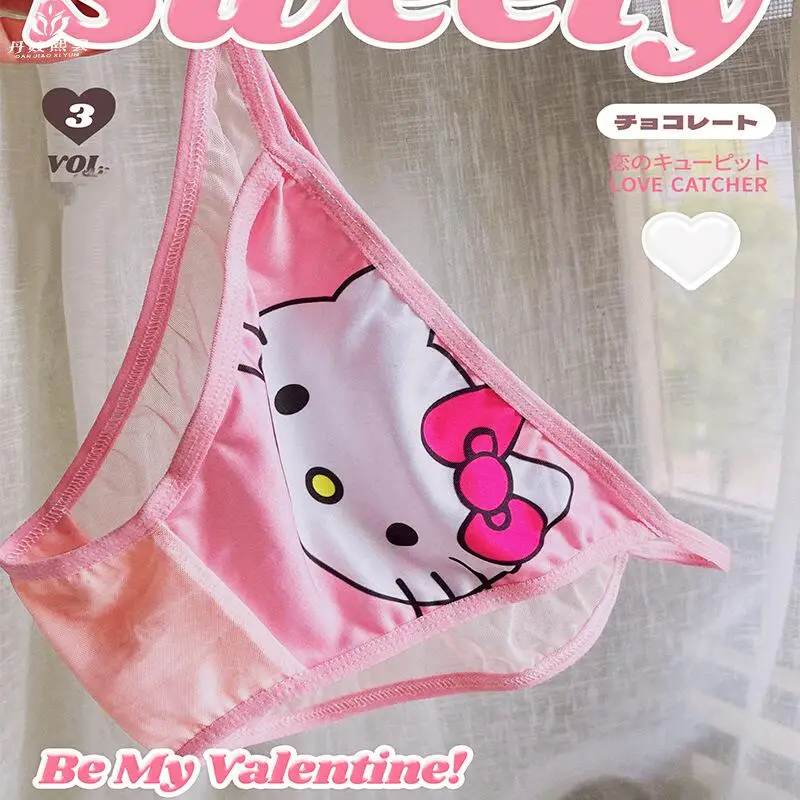 Y2K Panties Anime Hello Kitty Girls Sexy Thong Kawaii Cartoon Women Japanese Style Ice Silk Girls Student Cute comfort Briefs
