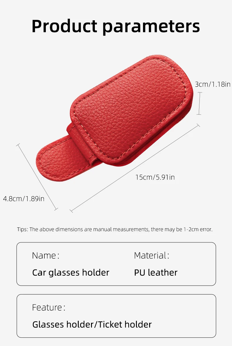 JFBONIN Magnetischer Leder-Sonnenbrillenhalter Auto-Sonnenschutz-Clip mit Ticketfach - Zubehör für Sonnenbrillen und Sonnenschutz – Detail 5