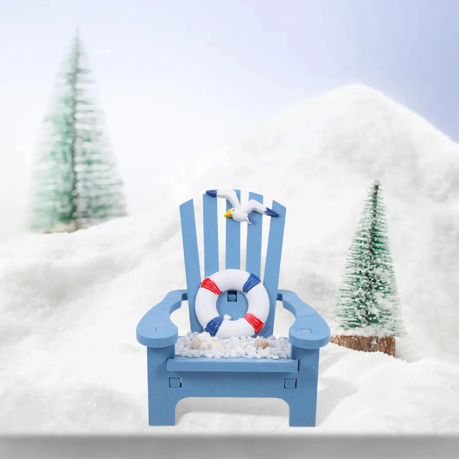 Miniature Nautical Chair Ornament for Mini House Desk Decor Beach Theme Compact Design No Burrs No Deformation Lightweight