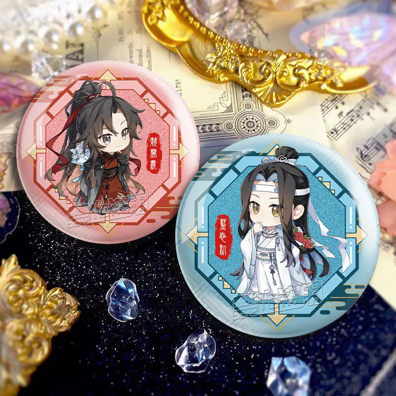 Grandmaster of Demonic Cultivation Q Version Badge The Untamed‌ Wei Wuxian Lan Wangji Round Brooch Anime Cartoon Bag Decoration