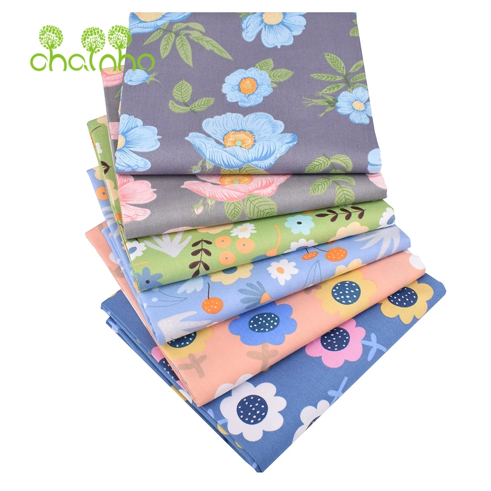 

Chainho,Printed Twill Weave Cotton Fabric,DIY Sewing Quilting Material,Patchwork Cloth,New Floral Series,4 Specification,CC213