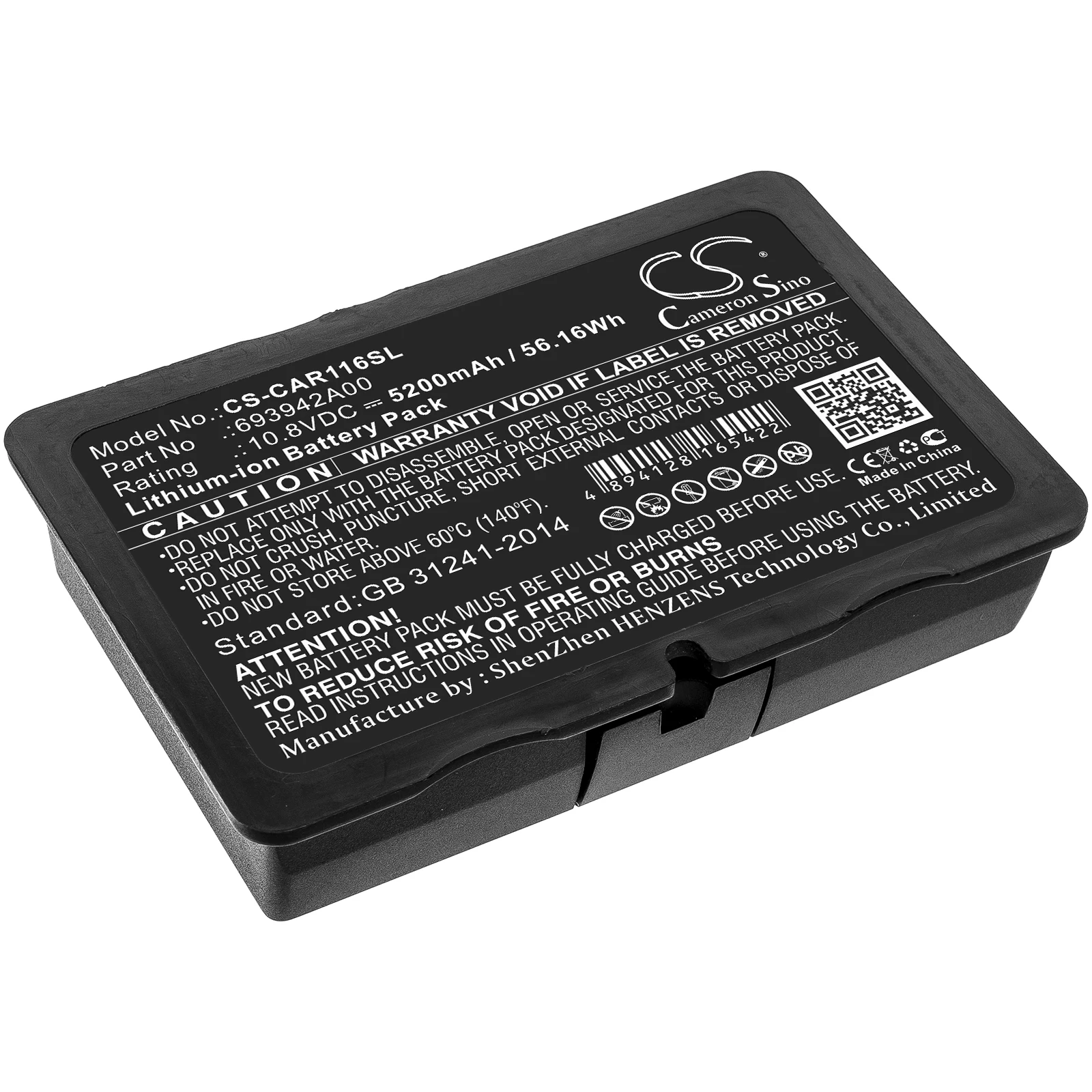 

CS Equipment Survey Test Battery for Chauvin Arnoux C.A 6116N C.A 6117 Fits 693942A00 5200mAh/56.16Wh CS-CAR116SL