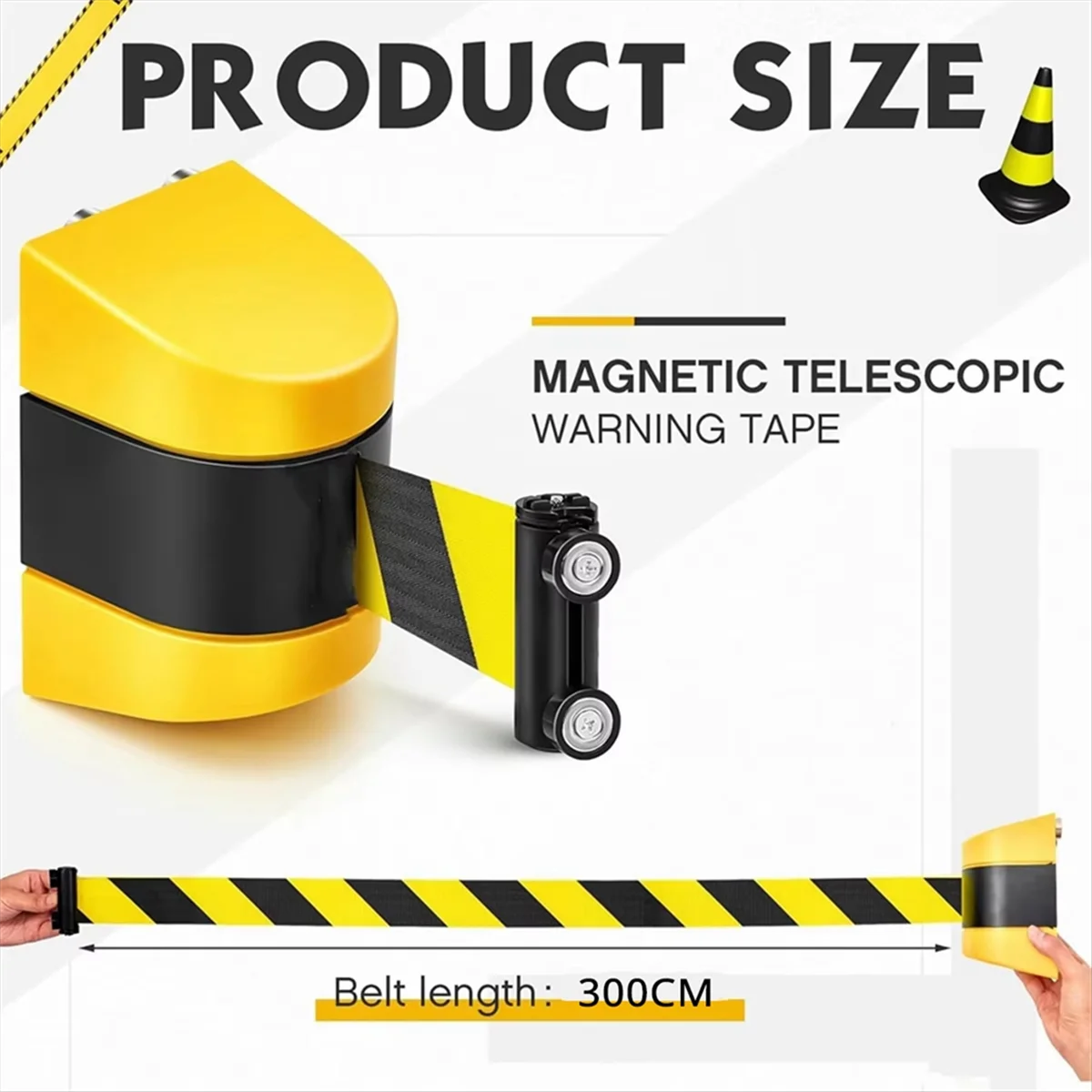 A002 3 Meter Magnetic Retractable Wall Barrier Magnetic Wall Mount Crowd Control Retractable Safety Belt Striped Belt