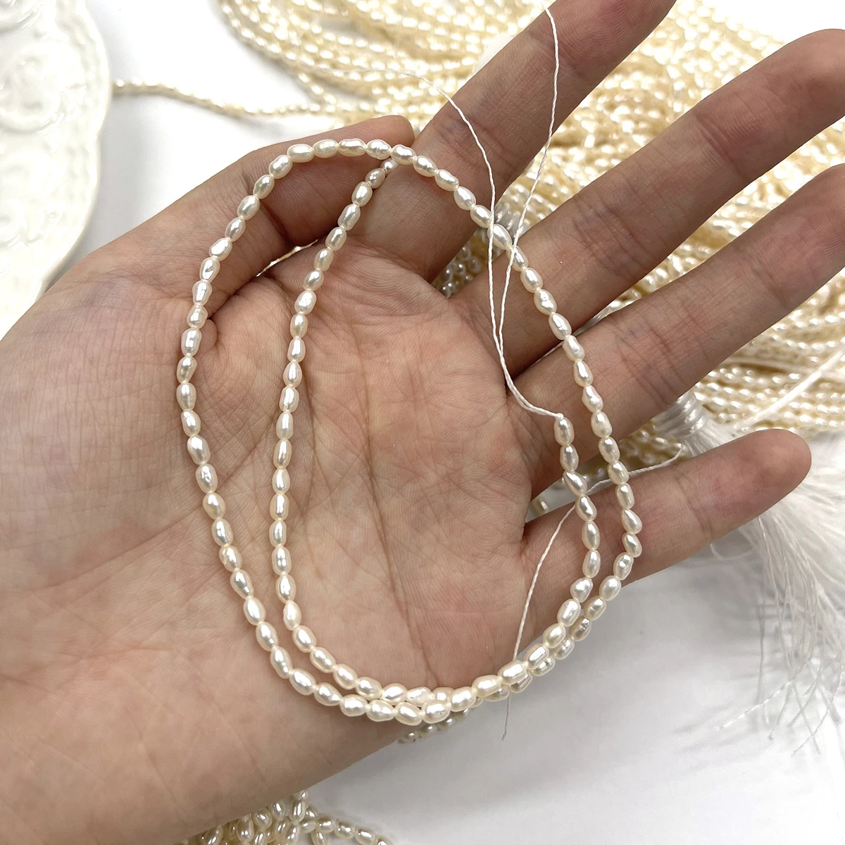 AA 2–3mm Rice-Shaped Natural Freshwater Pearl Semi-Finished Beads for Jewelry Making DIY Necklaces Bracelets and Accessories