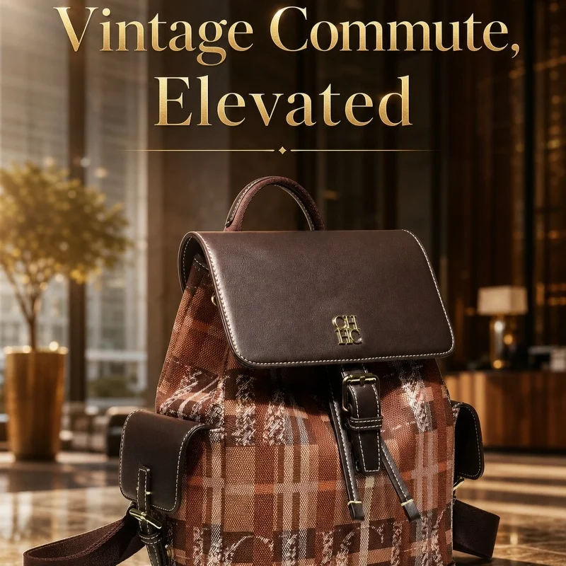 CHHC Fashion Color Block Backpack Dating Versatile Preppy Style Bag Student School Light Luxury Women Outdoor view 5